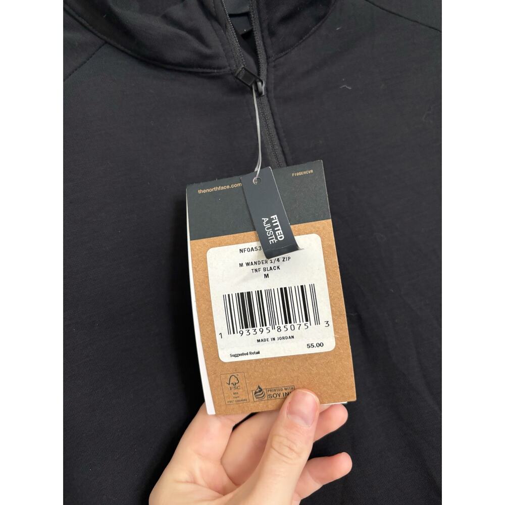 Black Men's The North Face Wander 1/4 Zip Fitted Shirt M - Picture 5 of 5